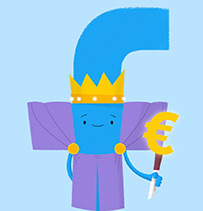 Facebook F with a crown and € symbol scepter