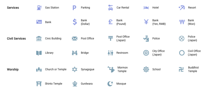 Google Maps Icons