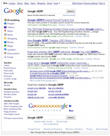 Google SERPs 2011