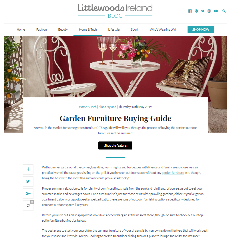 Littlewoods Ireland garden furniture buying guide