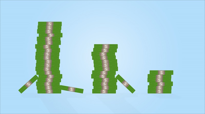 Illustrated image of stacks of dollars