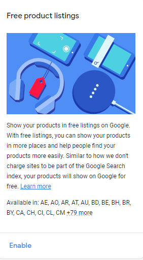 Free product listings