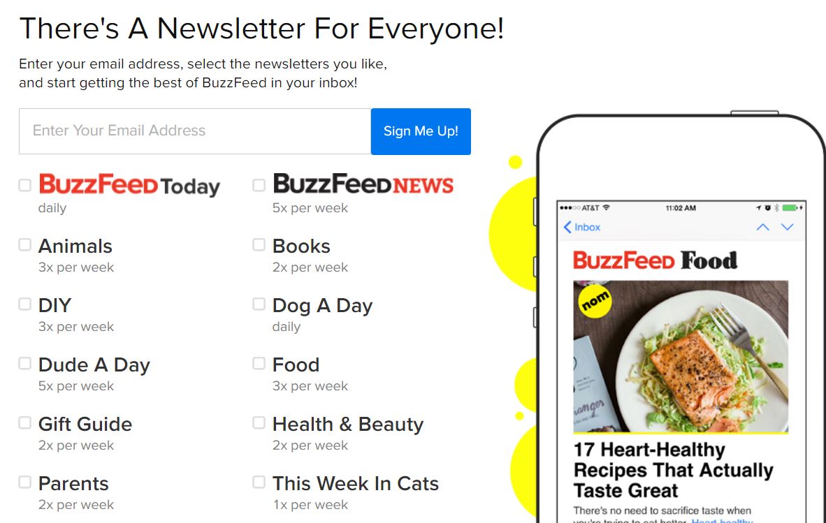 buzzfeed newsletter printscreen