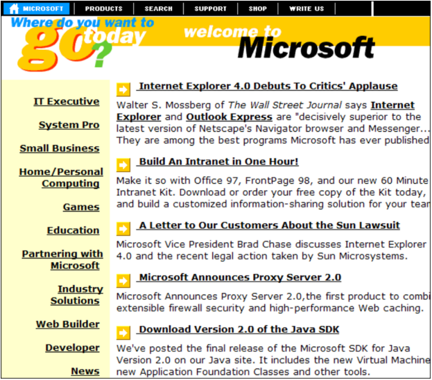 Microsoft Website Nineties