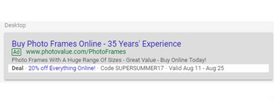 promotion links in adwords
