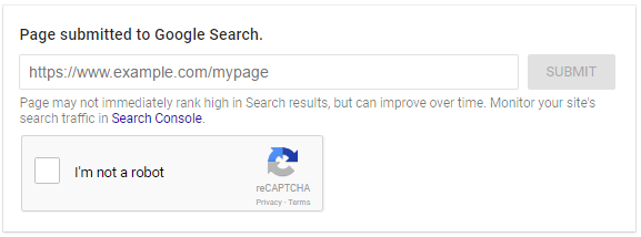 Page Submitted to Google