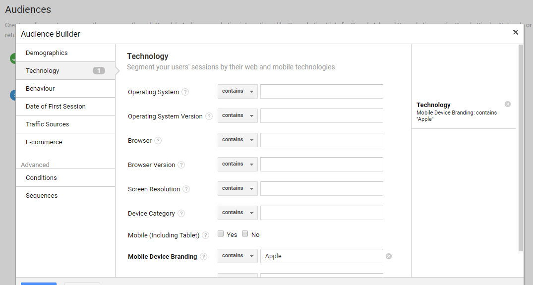 using audiences to target by ios in adwords